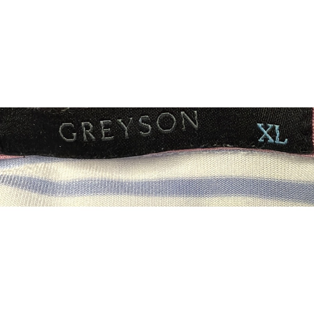 GREYSON Polo Shirt Mens Size XL White Blue Striped Golf GREYSON Polo Shirt - Picture 6 of 8